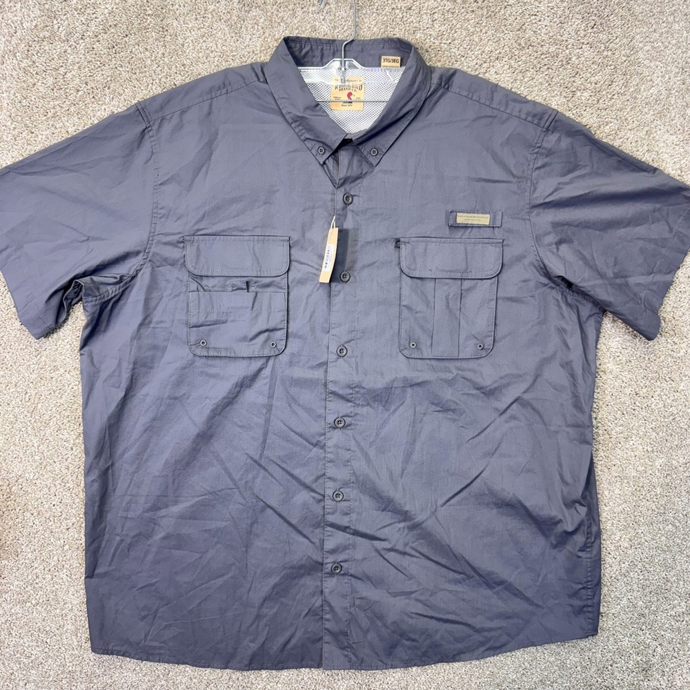 RedHead Brand Co. Fishing Shirt Men 3XL Short Sleeve Ventilated Gray Button NEW
